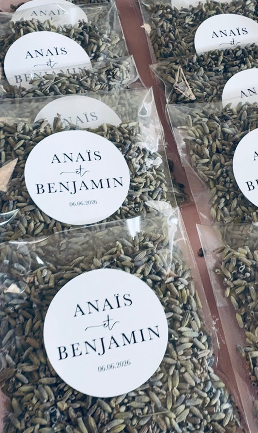 Sachets de lavande personnalisés pour mariage – Sortie des mariés