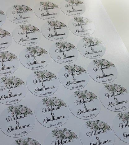 Étiquettes rondes personnalisées 4 cm – Mariage, baptême, anniversaire, EVJF...