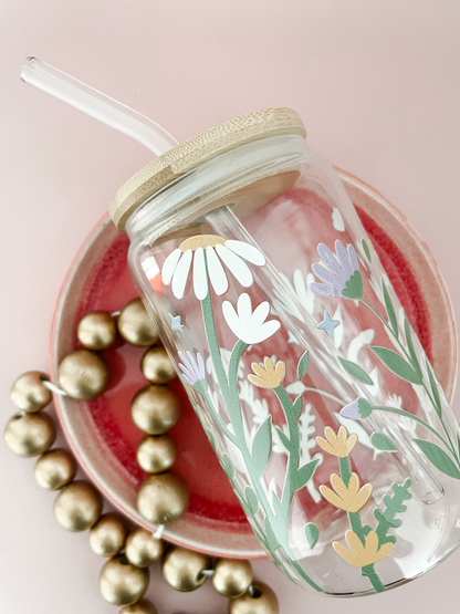Mug en verre avec couvercle bambou et paille