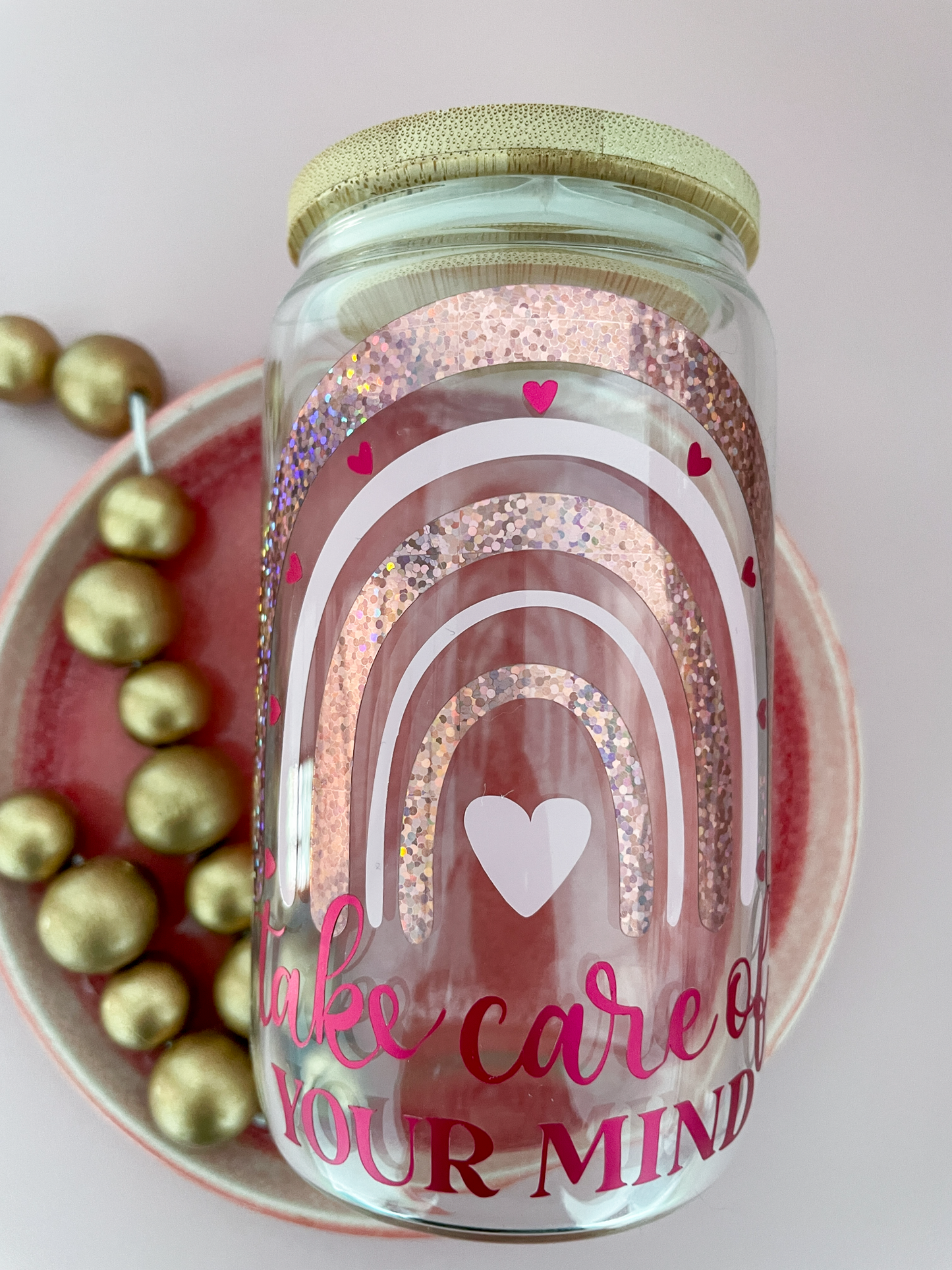 Mug en verre avec couvercle bambou et paille