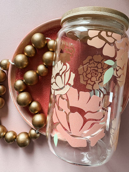 Mug en verre avec couvercle bambou et paille